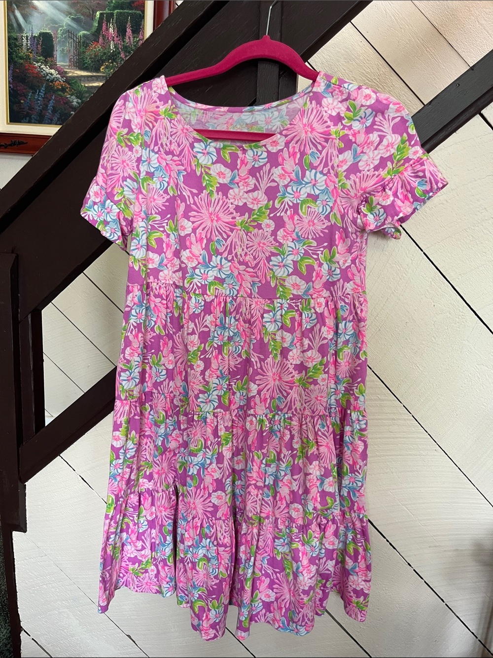 Lilly Pulitzer Pink Floral Tiered Casual Dress